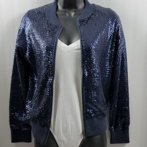 Olivaceous Navy Sequin Lightweight Jacket  - Small